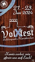 Logo 5. Schlosspark VolXfest Mariakirchen, Festauszug der Vereine, Bieranstich durch Bürgermeister Christoph Brunner, Musikalische Unterhaltung mit der Band 