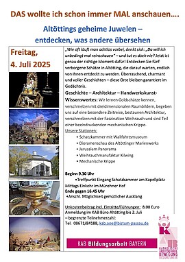 Banner DAS wollte ich schon immer MAL anschauen.... Altöttings geheime Juwelen – entdecken, was andere übersehen